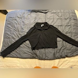 CROPPED LONG SLEEVE COLLAR SHIRT XS